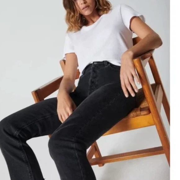 Denim Forum Black Straight Leg Jeans - Picture 1 of 4